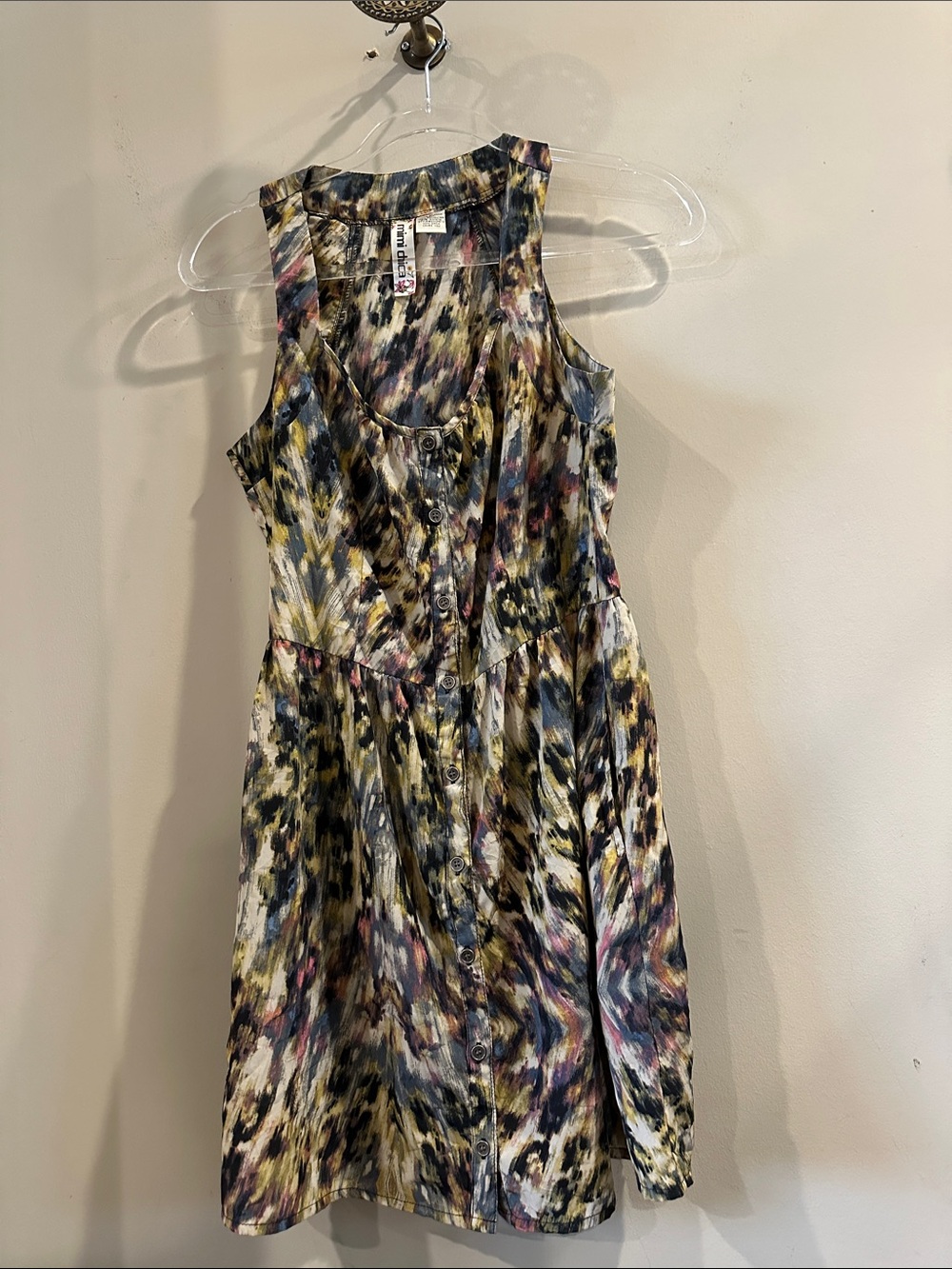 Mimi Chica Multicolor Abstract Button-Front Dress